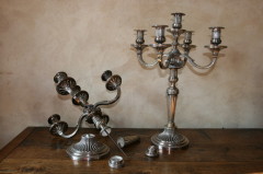 chandeliers tordus et désargentés, réargenture, débosselage